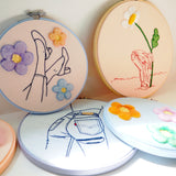 Falling through Daisies - Needle felted and hand embroidered art