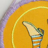 dearest-q - Feet in the air - fibre wrapped embroidery on linen - Dearest Q - Hand embroidered art