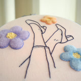 Falling through Daisies - Needle felted and hand embroidered art