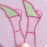 dearest-q - Speckled Socks with Mules - Hoop framed hand embroidered art - Dearest Q - Hand embroidered art