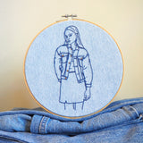 Vintage Denim - Hand Embroidered Art