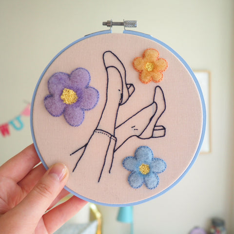 Falling through Daisies - Needle felted and hand embroidered art