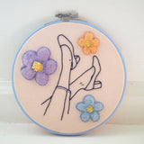 Falling through Daisies - Needle felted and hand embroidered art