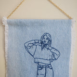 dearest-q - Denim Wall Hanging 1 - Dearest Q - Hand embroidered art